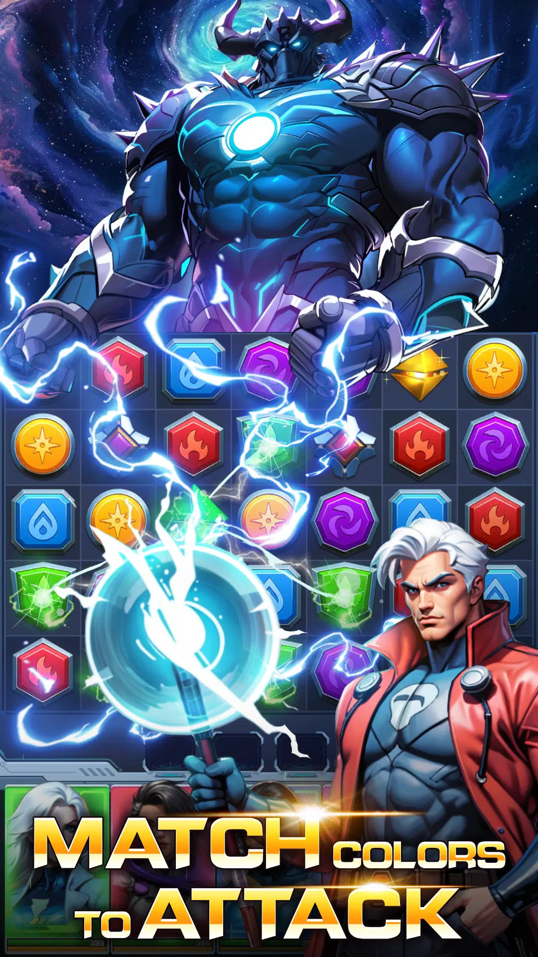 Superhero & Puzzles Match3 RPG ဖန်သားပြင်ဓာတ်ပုံ 1