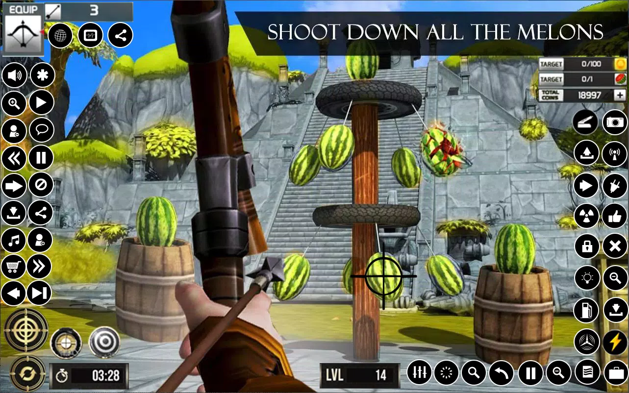 スイカ アーチェリー ゲーム 3D スクリーンショット 1