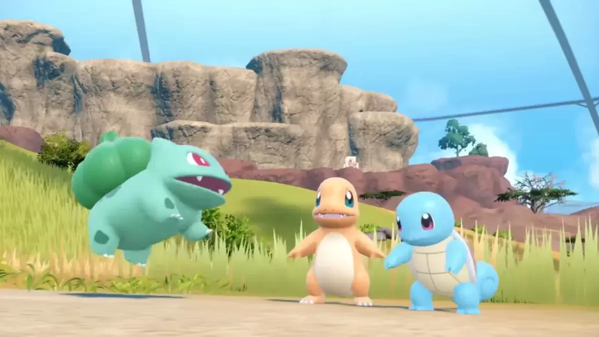 Bulbasaur, Charmander e Squirtle em Pokémon Scarlet & Violet