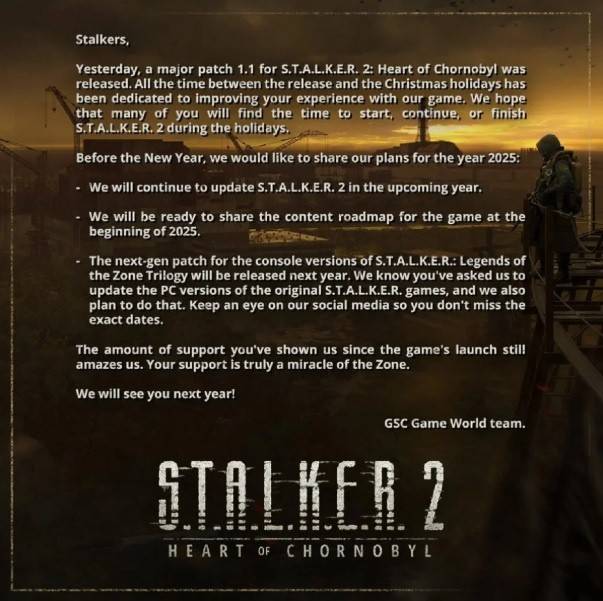 STALKER 2 development team reveals 2025 plans