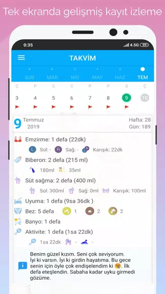 Schermata Gün Gün Bebek Bakımı, Takibi 3