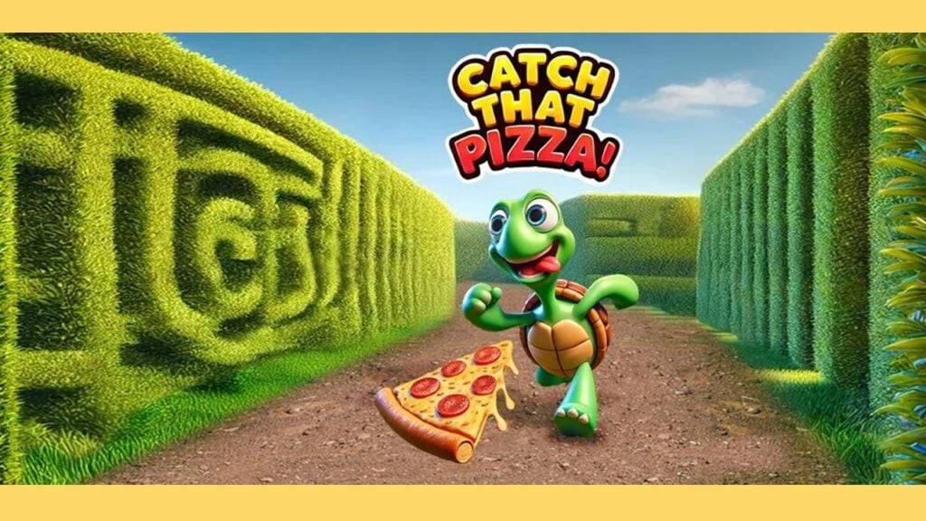 Navigeer door het doolhof om de teleporterende pizza te vangen
