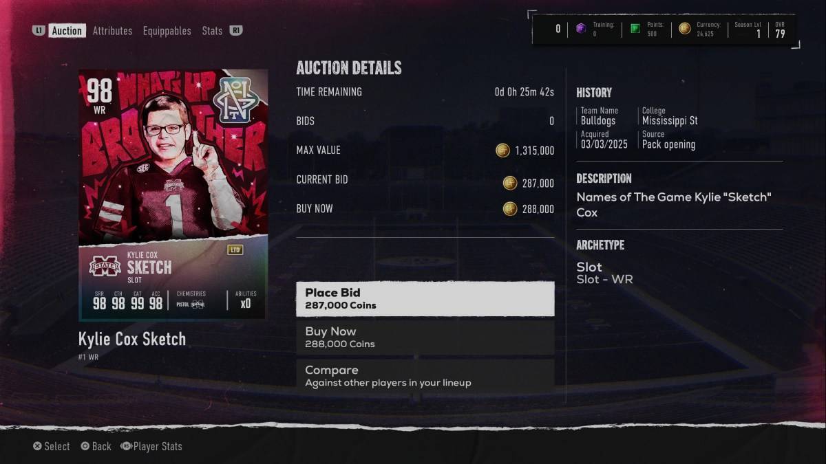 Cartão de esboço no futebol universitário 25 como parte de um artigo sobre como obter Shane Gillis.