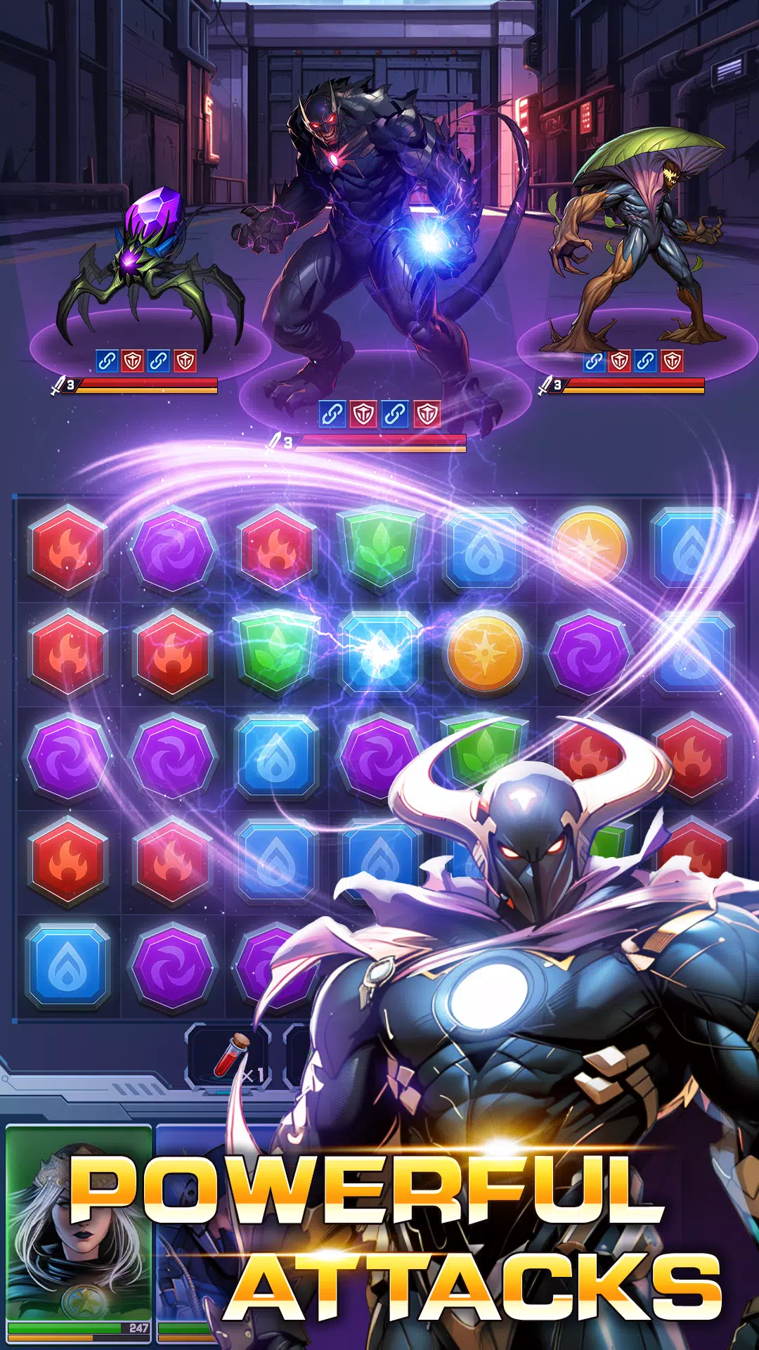 Superhero & Puzzles Match3 RPG ဖန်သားပြင်ဓာတ်ပုံ 4