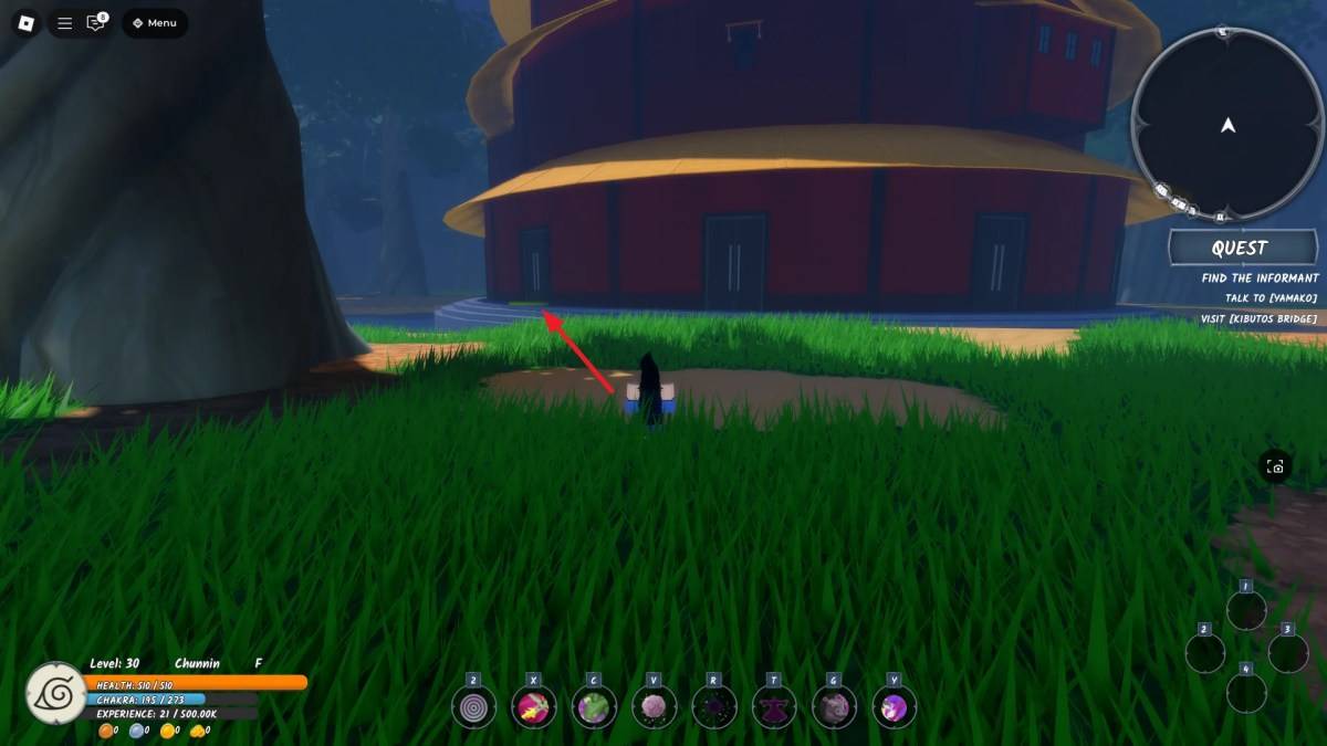 忍者时代的Chunin考试中的关键位置，第四十四塔的入口位置