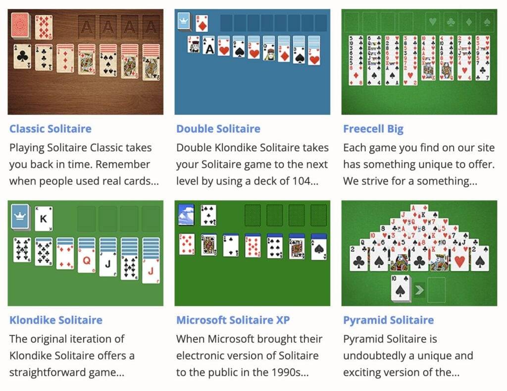Interface freesolitaire.com