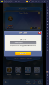 Redeeming a Code in Mini Empire: Hero Never Cry