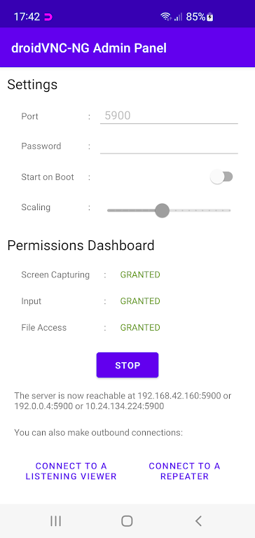 droidVNC-NG VNC Server Captura de pantalla 1