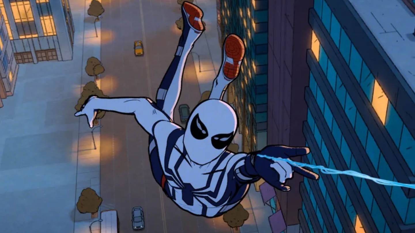 Homem-Aranha em terno branco