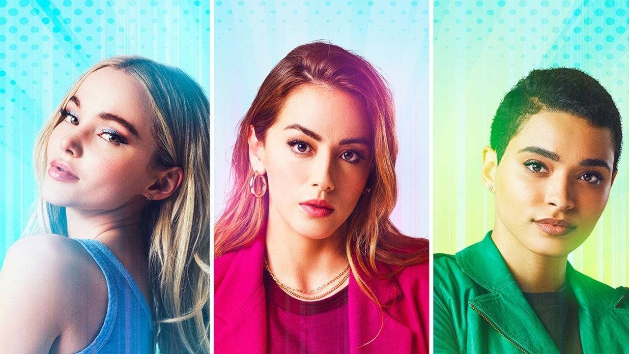 CW的真人动作努力的三个PowerPuff女孩的官方图像：Dove Cameron，Chloe Bennet和Yana Perrault。