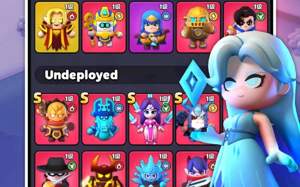 Une reine de gel avec un menu de héros différents