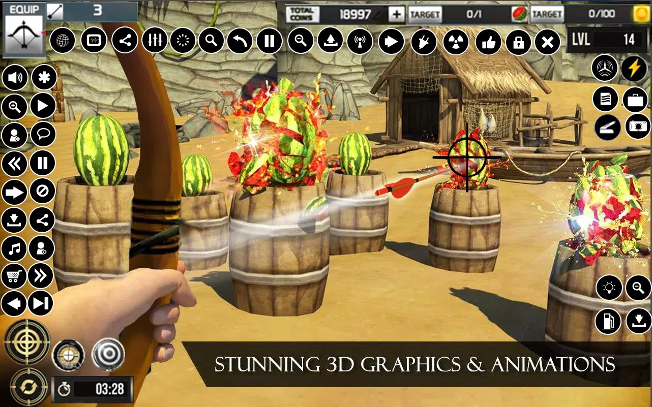 スイカ アーチェリー ゲーム 3D スクリーンショット 2