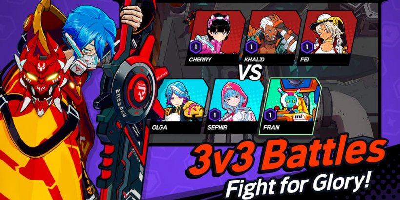 Capture d'écran du gameplay de Tarasona avec les mots «Battles 3V3, combattez pour la gloire» sur une image d'un personnage maladif dans un masque