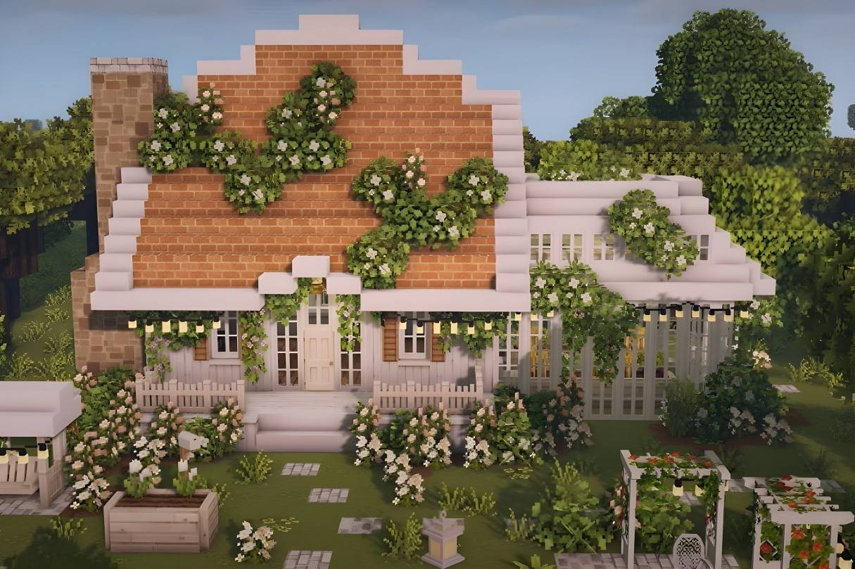 Casa Cottagecore com uma estufa