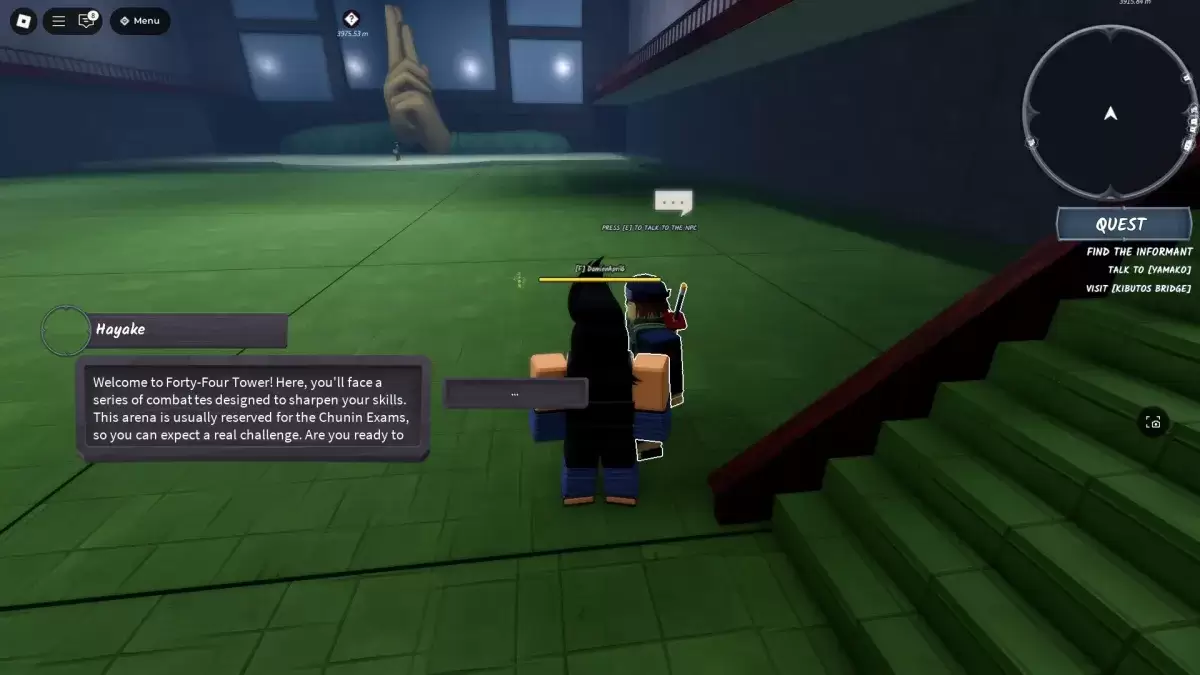 忍者时代的Hayake Chunin考试NPC旁边的球员Roblox体验