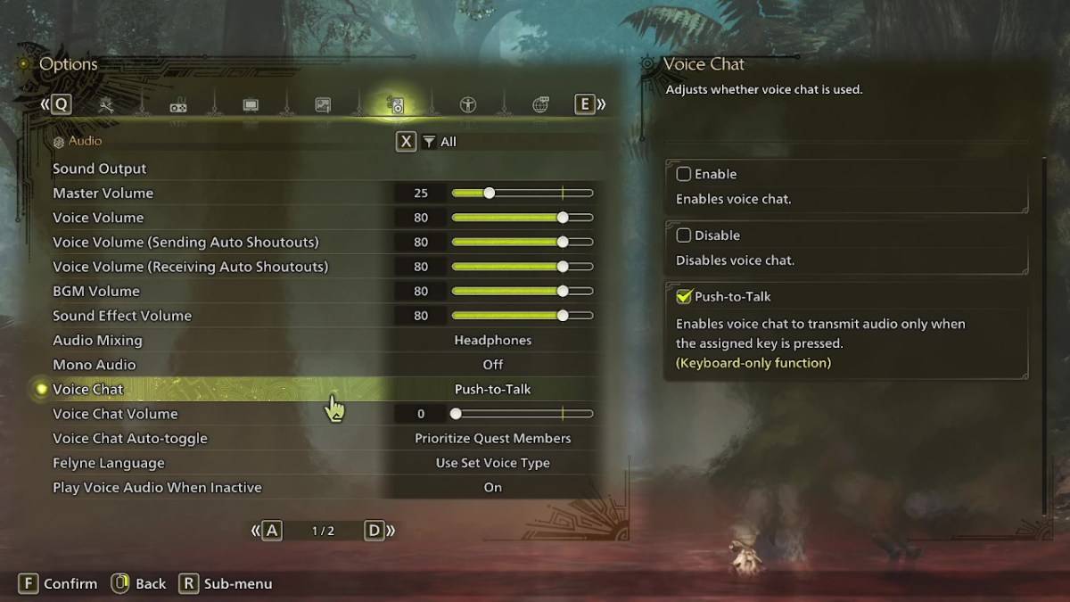 Monster Hunter Wilds Voice Chat Configurações