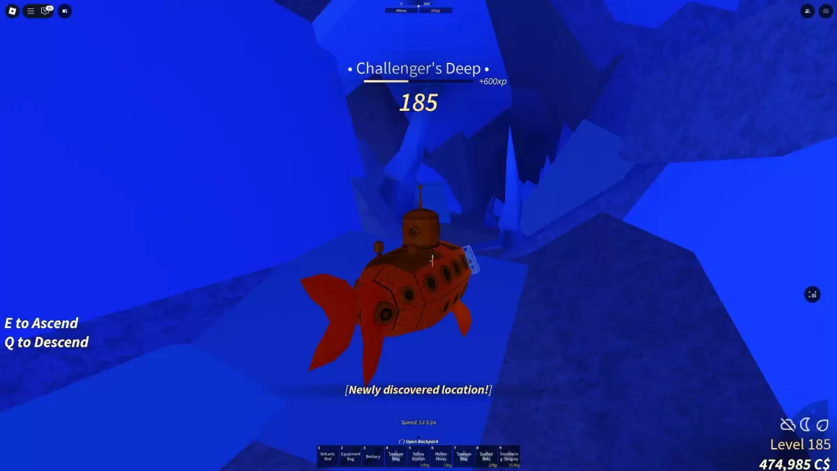 潜艇进入挑战者在Fisch的深处