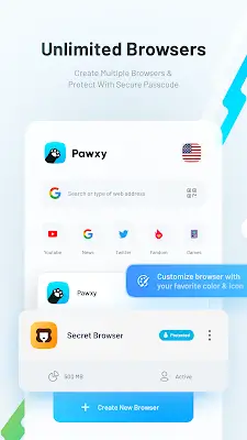 Pawxy - Fast VPN & Web Browser ภาพหน้าจอ 1