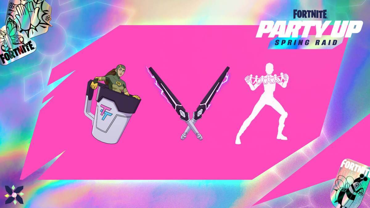 Fortnite Party Up Spring Raid event rewards featuring Dupli-Kate skin